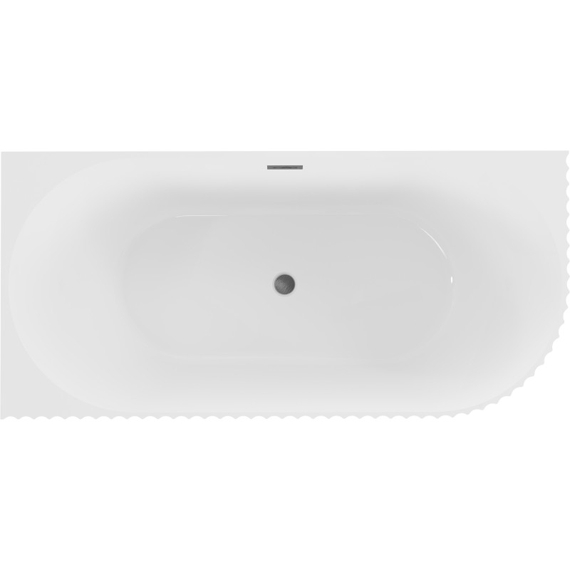 Mexen Gia freestanding corner bathtub fluted left 170 x 80 cm, white gloss, gun gray brushed overflow - 52701708000L-66