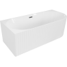 Mexen Gia freestanding corner bathtub fluted left 170 x 80 cm, white gloss, gun gray brushed overflow - 52701708000L-66