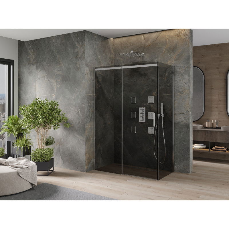 Mexen Omega Sliding Shower Enclosure 160 x 80 cm, Graphite, Chrome - 825-160-080-01-40