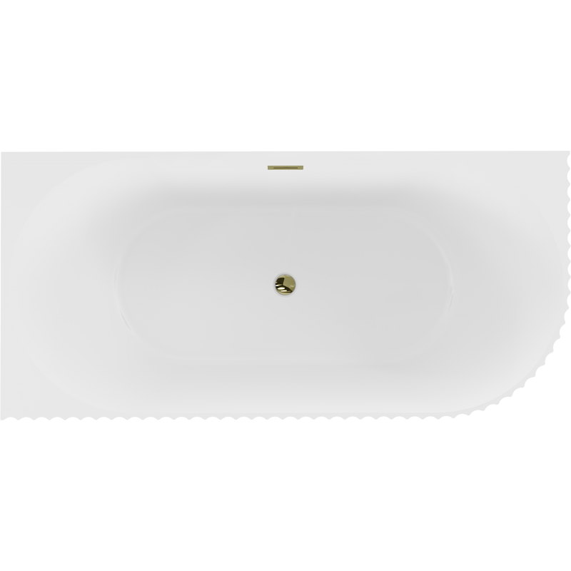 Mexen Gia freestanding corner fluted left bath 170 x 80 cm, white matte, overflow gold - 52701708001L-50