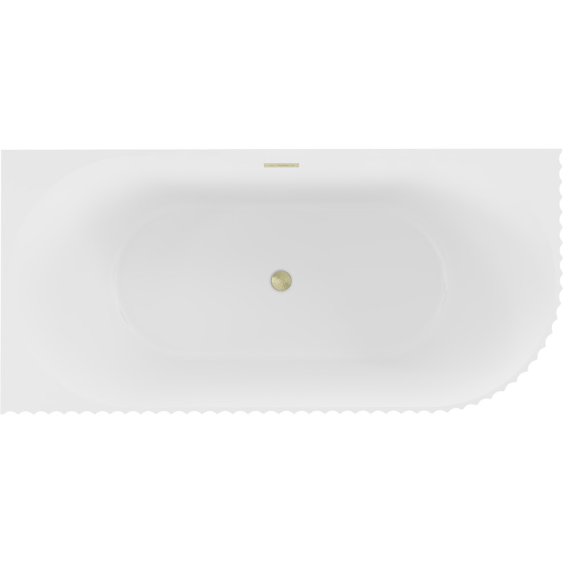 Mexen Gia free-standing corner grooved bathtub left 170 x 80 cm, white matte, brushed gold overflow - 52701708001L-55