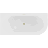 Mexen Gia free-standing corner fluted bathtub left 170 x 80 cm, white matte, brushed gold overflow - 52701708001L-55