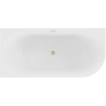 Mexen Gia freestanding corner fluted left bathtub 170 x 80 cm, white matte, overflow brushed gold - 52701708001L-55