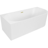 Mexen Gia free-standing corner fluted bathtub left 170 x 80 cm, white matte, brushed gold overflow - 52701708001L-55