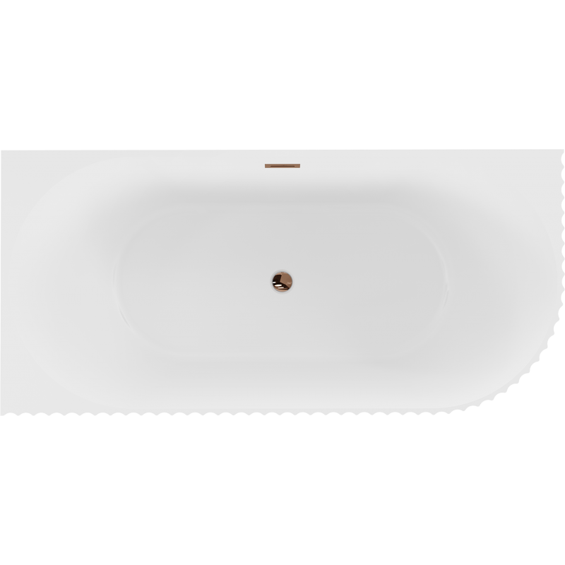 Mexen Gia freestanding corner fluted left bath 170 x 80 cm, white matte, overflow rose gold - 52701708001L-60