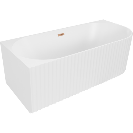 Mexen Gia freestanding corner grooved bathtub left 170 x 80 cm, white matt, brushed copper overflow - 52701708001L-65
