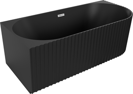 Mexen Gia freestanding corner fluted left bathtub 170 x 80 cm, black matte, chrome overflow - 52701708071L-01