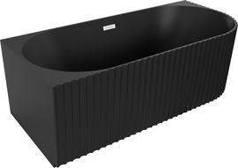 Mexen Gia freestanding corner fluted left bathtub 170 x 80 cm, black matte, white overflow - 52701708071L-20
