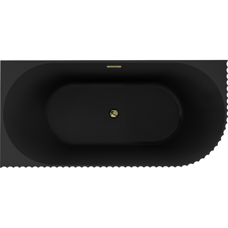Mexen Gia freestanding corner bathtub grooved left 170 x 80 cm, black matte, gold overflow - 52701708071L-50