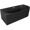 Mexen Gia freestanding corner fluted bathtub left 170 x 80 cm, black matte, brushed gold overflow - 52701708071L-55