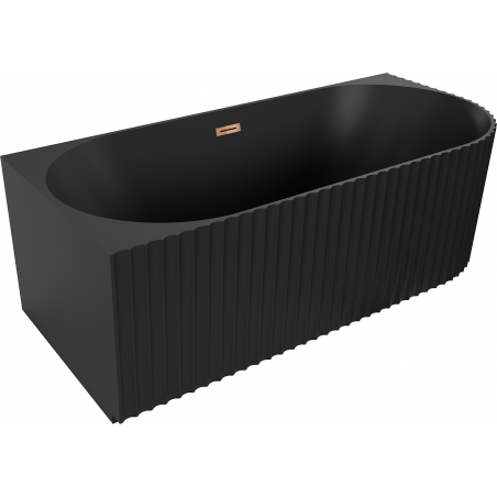 Mexen Gia freestanding corner ribbed bathtub left 170 x 80 cm, black matte, overflow pink gold - 52701708071L-60
