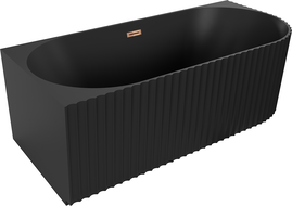 Mexen Gia freestanding corner fluted left bathtub 170 x 80 cm, black matte, overflow rose gold - 52701708071L-60