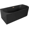 Mexen Gia freestanding corner ribbed bathtub left 170 x 80 cm, black matte, brushed copper overflow - 52701708071L-65