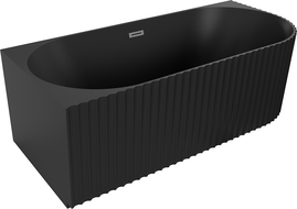 Mexen Gia freestanding corner ribbed bathtub left 170 x 80 cm, matte black, brushed gun gray overflow - 52701708071L-66