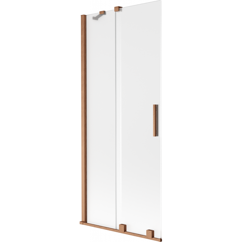 Mexen Velar 2-panel Sliding Bathtub Screen 80 x 150 cm, Frosted Glass, Brushed Copper - 896-080-000-31-65
