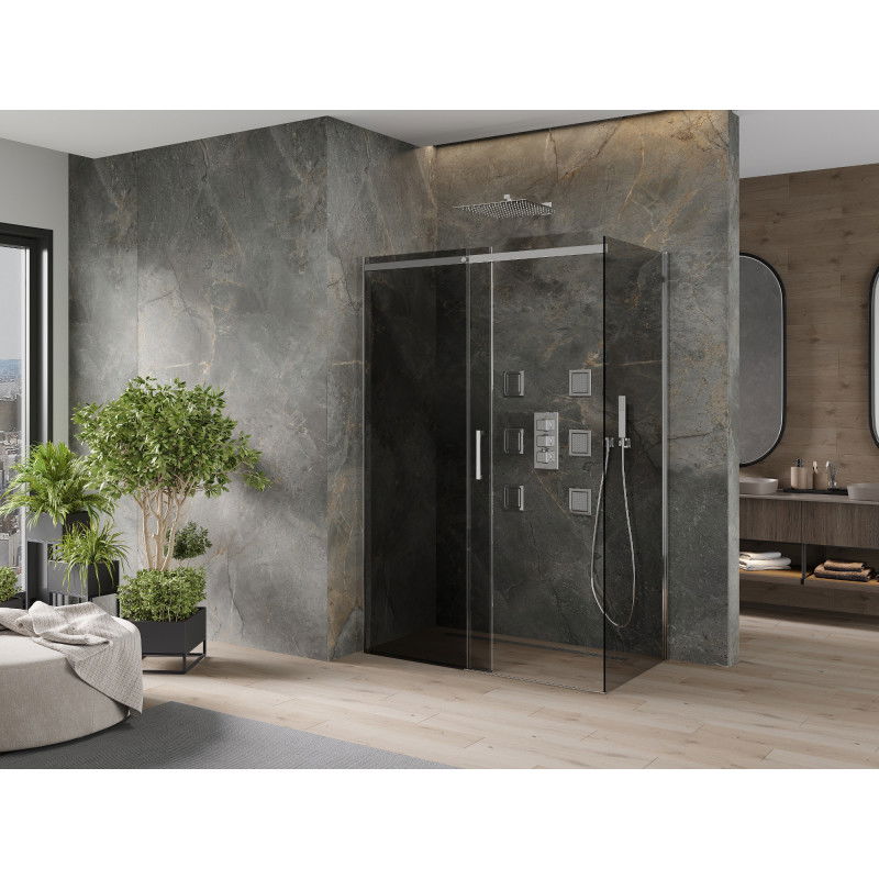 Mexen Omega sliding shower enclosure 160 x 90 cm, graphite, chrome - 825-160-090-01-40