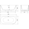 Mexen Gia freestanding corner fluted bathtub left 150 x 75 cm, matte white, overflow rose gold - 52701507501L-60