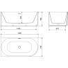 Mexen Gia freestanding corner fluted bathtub left 150 x 75 cm, black matte, brushed nickel overflow - 52701507571L-97