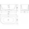 Mexen Gia freestanding corner ribbed right bathtub 150 x 75 cm, white gloss, chrome overflow - 52701507500P-01