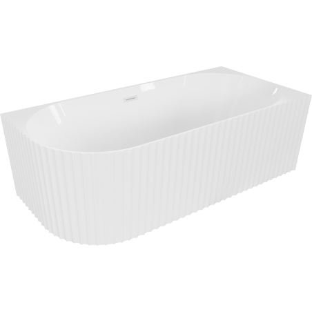 Mexen Gia free-standing corner fluted right bath 150 x 75 cm, white gloss, white overflow - 52701507500P-20