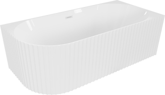 Mexen Gia free-standing corner fluted right bath 150 x 75 cm, white gloss, white overflow - 52701507500P-20