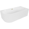 Mexen Gia freestanding corner fluted right bathtub 150 x 75 cm, white gloss, gold overflow - 52701507500P-50