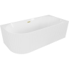 Mexen Gia freestanding corner grooved right bathtub 150 x 75 cm, white gloss, brushed gold overflow - 52701507500P-55