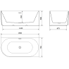 Mexen Gia freestanding corner grooved right bathtub 150 x 75 cm, white gloss, brushed gold overflow - 52701507500P-55