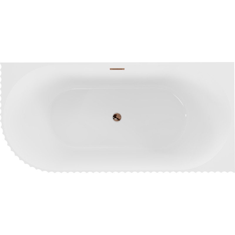 Mexen Gia free-standing corner grooved bathtub right 150 x 75 cm, white gloss, overflow rose gold - 52701507500P-60