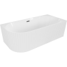 Mexen Gia freestanding corner ribbed bathtub right 150 x 75 cm, white gloss, brushed gun gray overflow - 52701507500P-66