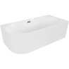 Mexen Gia freestanding corner fluted right bathtub 150 x 75 cm, white gloss, gun metal overflow - 52701507500P-95