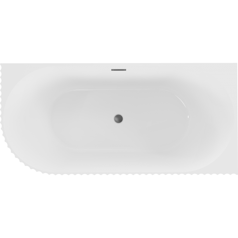 Mexen Gia freestanding corner fluted right bathtub 150 x 75 cm, white gloss, gun metal overflow - 52701507500P-95