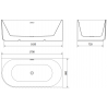 Mexen Gia free-standing corner fluted right bathtub 170 x 80 cm, white matte, white overflow - 52701708001P-20