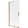 Mexen Velar 2-wing Sliding Bath Screen 95 x 150 cm, Frosted, Brushed Copper - 896-095-000-31-65