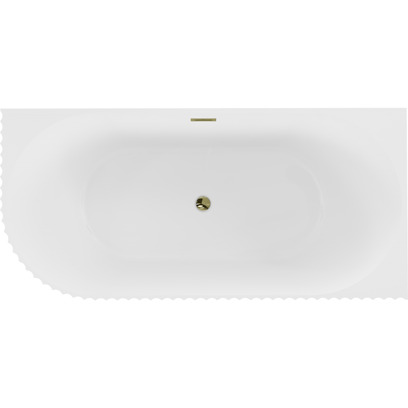 Mexen Gia freestanding corner ribbed right bath 170 x 80 cm, white matte, gold overflow - 52701708001P-50