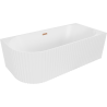Mexen Gia freestanding corner fluted right bathtub 170 x 80 cm, white matte, brushed copper overflow - 52701708001P-65
