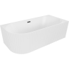 Mexen Gia freestanding corner ribbed bathtub right 170 x 80 cm, white matte, black overflow - 52701708001P-70