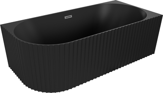 Mexen Gia freestanding corner fluted right bathtub 170 x 80 cm, black matte, overflow brushed gun gray - 52701708071P-66
