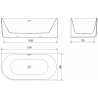 Mexen Gia freestanding corner bathtub ribbed right 170 x 80 cm, black matte, gun metal overflow - 52701708071P-95
