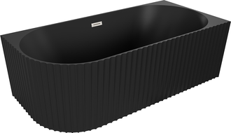 Mexen Gia freestanding corner grooved right bathtub 170 x 80 cm, black matte, brushed nickel overflow - 52701708071P-97