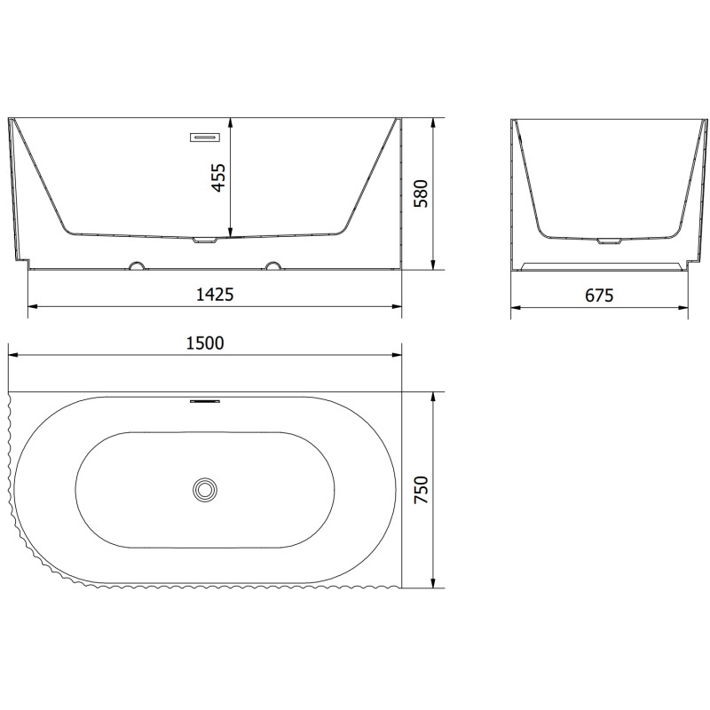 Mexen Gia freestanding corner bathtub right 150 x 75 cm, white matte, overflow rose gold - 52701507501P-60