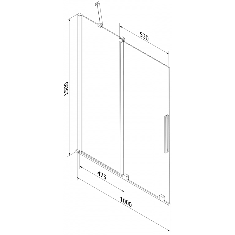 Mexen Velar 2-panel sliding shower screen 100 x 150 cm, frost, brushed nickel - 896-100-000-31-97