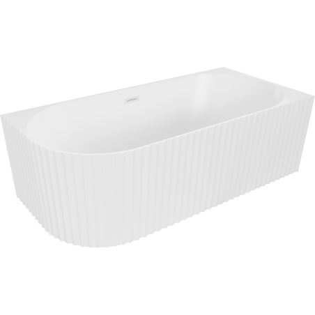 Mexen Gia free-standing corner fluted bathtub right 150 x 75 cm, white matte, white overflow - 52701507501P-20