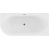 Mexen Gia freestanding corner fluted right bathtub 150 x 75 cm, white matte, gold overflow - 52701507501P-50