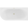 Mexen Gia freestanding corner ribbed right bathtub 150 x 75 cm, white matte, gold brushed overflow - 52701507501P-55