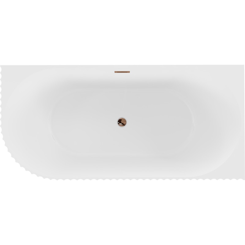 Mexen Gia freestanding corner bathtub right 150 x 75 cm, white matte, overflow rose gold - 52701507501P-60
