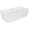 Mexen Gia freestanding corner ribbed bathtub right 150 x 75 cm, white matte, brushed copper overflow - 52701507501P-65