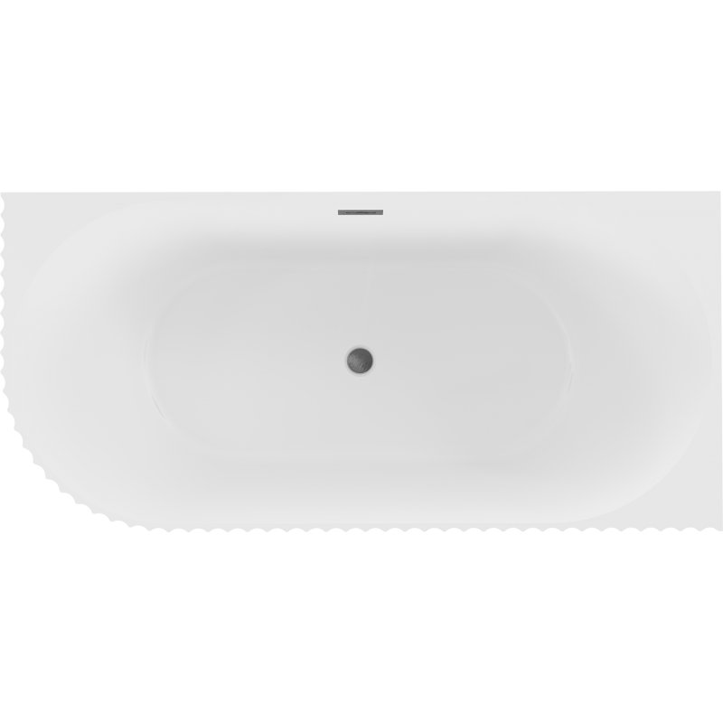 Mexen Gia freestanding corner ribbed bathtub right 150 x 75 cm, white matte, gun gray brushed overflow - 52701507501P-66