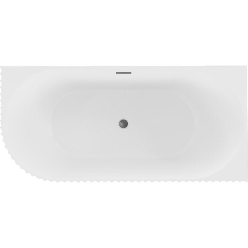 Mexen Gia free-standing corner fluted bathtub right 150 x 75 cm, white matte, gun metal overflow - 52701507501P-95