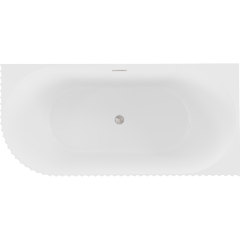 Mexen Gia freestanding corner ribbed bathtub right 150 x 75 cm, white matte, brushed nickel overflow - 52701507501P-97